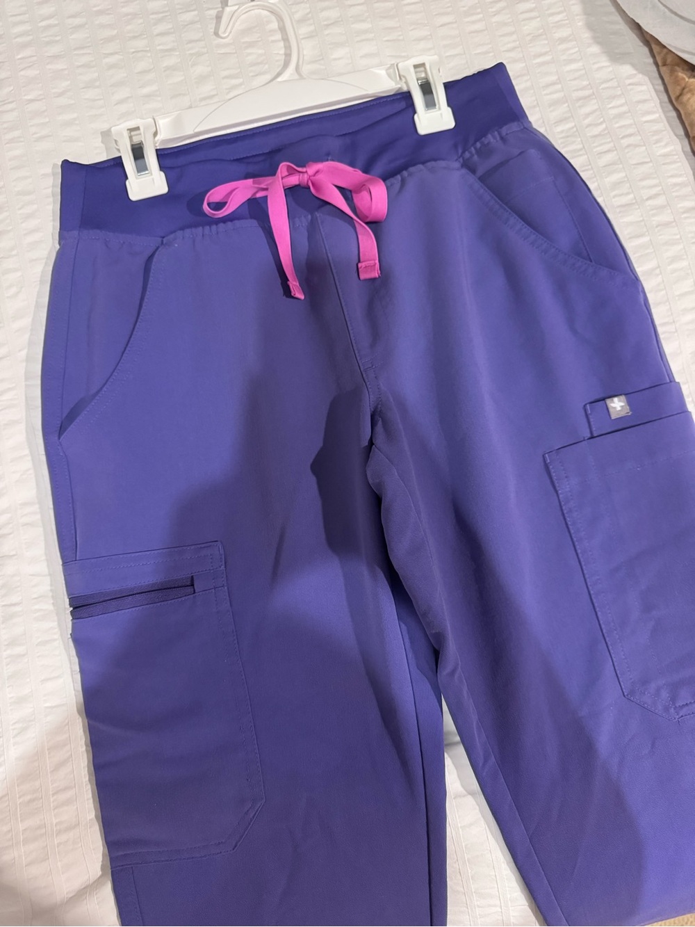 Figs Purple Joggers with Pink Drawstring